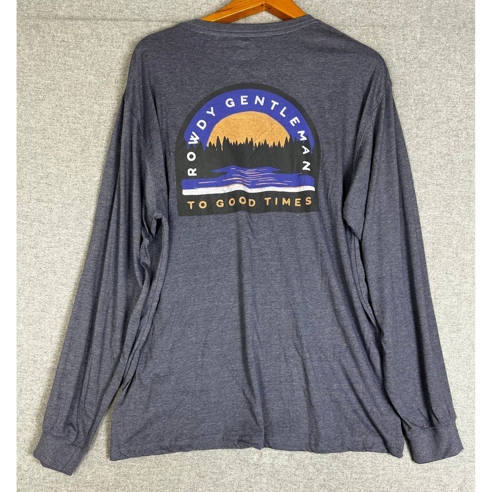 NWT Rowdy Gentleman Graphic Long Sleeve Pocket Tee Mens XXL Blue To Good Times